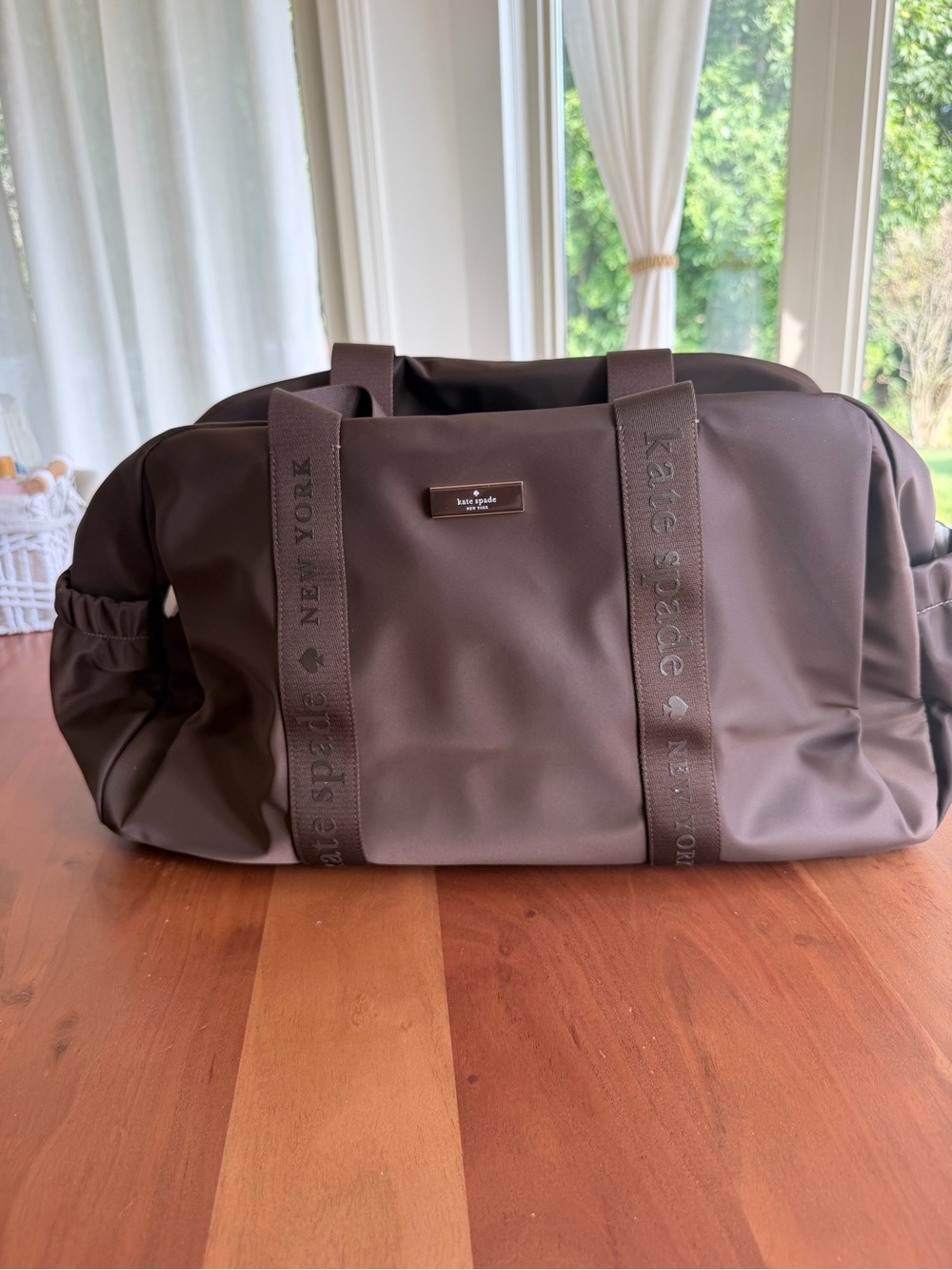 🤎 NWT Kate Spade Carter Nylon Large Weekender Hot Fudge KL968